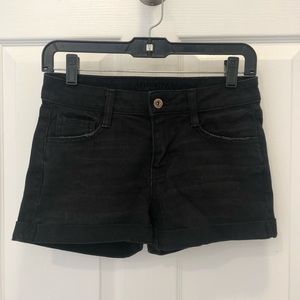 Black denim shorts